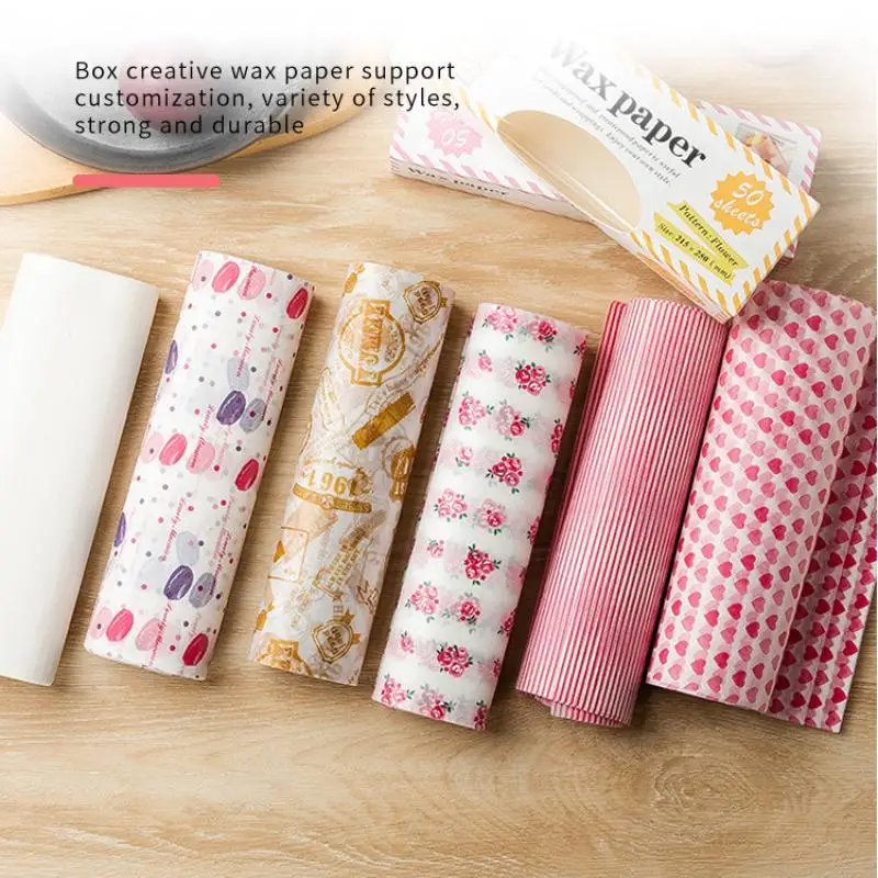 50Pcs Colorful Patterned Greaseproof Paper Food Basket Liners Wax Paper For Baking Sandwiches Hamburgers Snack Basket Liners