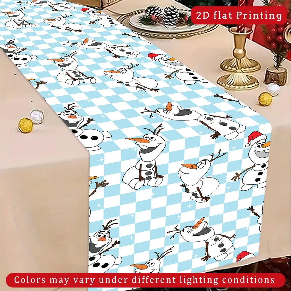 قطعة واحدة من مفرش طاولة طويل بطابع ديزني أولاف، تصميم كرتوني، مثالي لعيد الميلاد وحفلات الزفاف ومطابخ العطلات وديكورات الحفلات
