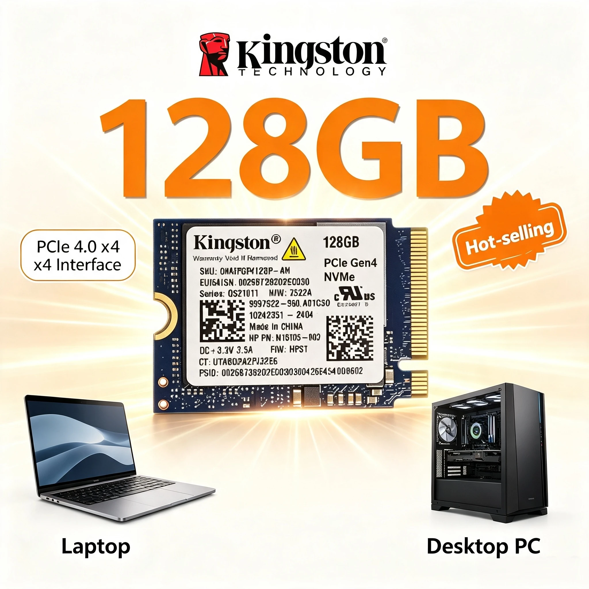 新しいkingston-m2-2230-nvme-pcie-40-128gb-oem内蔵ssdソリッドステートドライブ、ノートパソコン、steam-deck、pc-proのアップグレードに最適な高速仕様