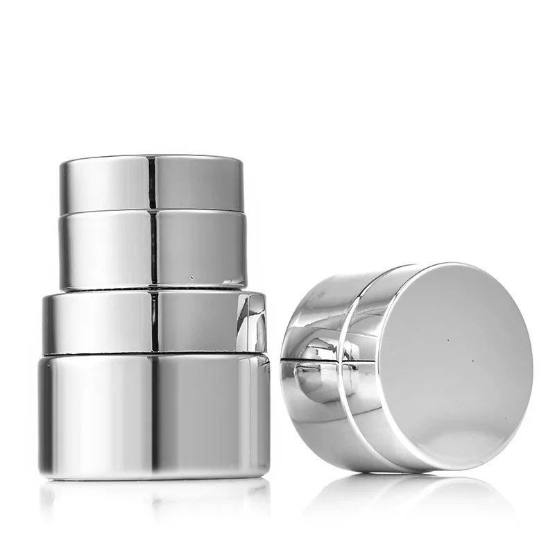 Silver Glass Cream Jar 5-50g Cosmetic Jar Face Cream Glass Bottle Cosmetic Container Makeup Container Empty Nail Glue Jar Travel