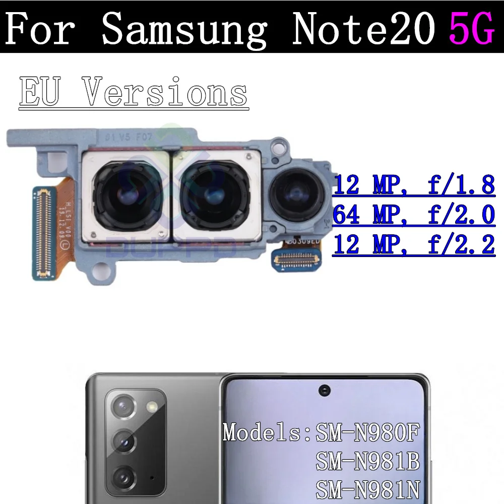 Main Rear Back Camera Lens Cover Frame For Samsung Galaxy Note20 5G N980F N981U N981N N981B Front Camera Flex Cable