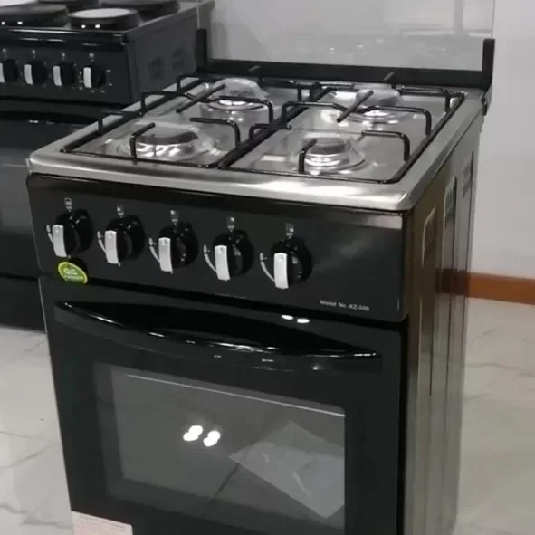 Gas Stove With Connected Upright Vertical Freestanding Oven 50 Wide 4 Gas Burners European Plug Including Wooden Scaffolding
