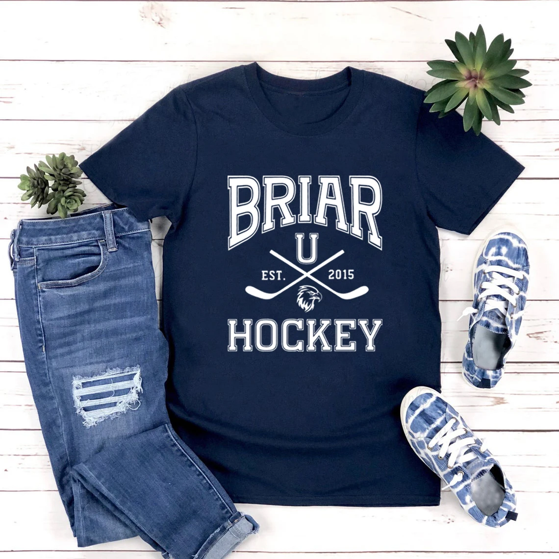 Briar University Hockey T-Shirt Off Campus Inspired T-shirt Hockey Romance Reader Gift Unisex T Shirts Short Sleeve Casual Tops