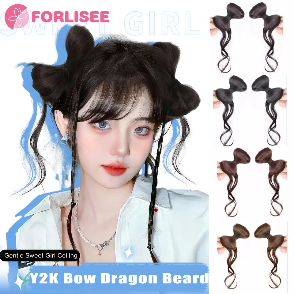 

FORLISEE Synthetic Wanzi Tou Wig Hairpin Women's Fashion Clasp Style Bow Tassel Ancient Dress Ancient Style Pan Hair Wig Bag