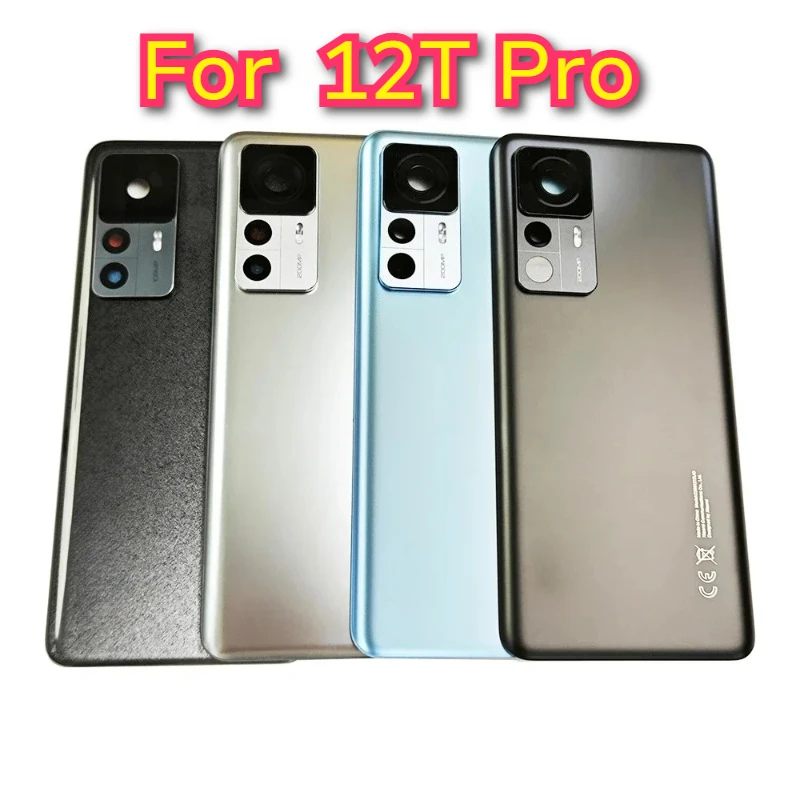 Mi 12t Glass For Xiaomi 12T Pro Battery Cover Xiaomi 12T Replacement Rear Housing Door With Adhesive + Camera Lens
