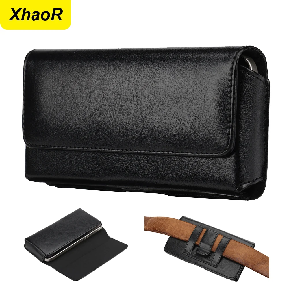 Universal Leather Belt Clip Bag Case for iPhone 17 16 15 Pro Max Samsung Huawei Xiaomi Men Waist Pack Mobile Phone Pouch Holster