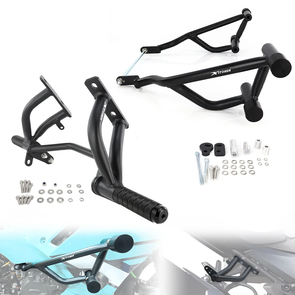 

Fit For Kawasaki Ninja 400 2018-2025 Motorcycle Stunt Cage Engine Guard Crash Bar&Rear Footrests Subcage Step Plate Protection