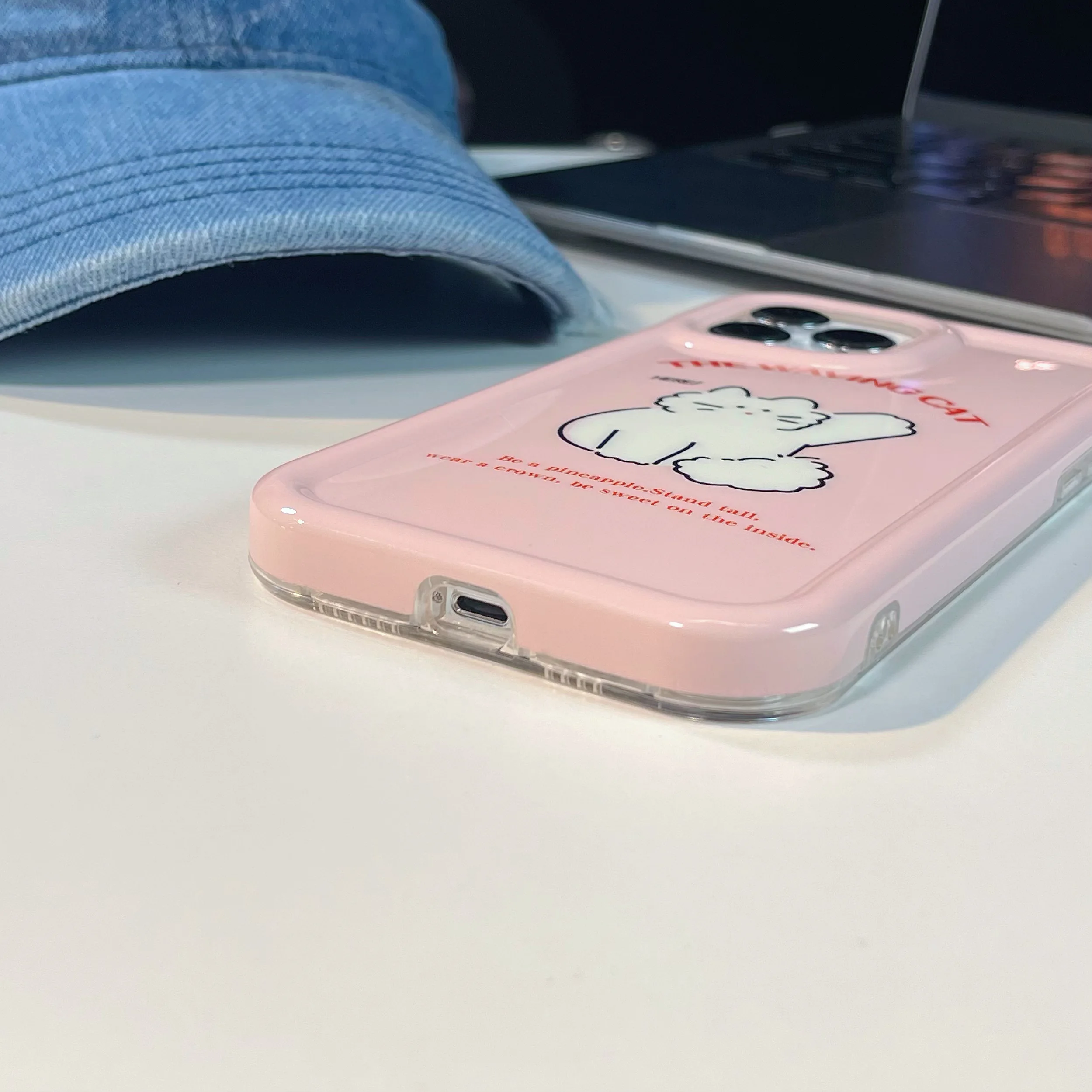 Lovely Little Cat Pink IMD Anti-scratch Case for iPhone 14 Plus 13 Pro Max Back Phone Cover for 12 11 Pro Max X XS Max Capa