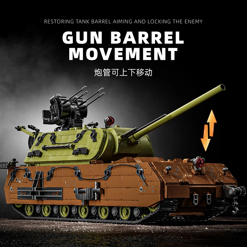 NEW German Panzer VIII Maus WW2 Heavy Tank Building Blocks MOC Kit 3D Model Military Collection Assemble Toy for Adults Kids