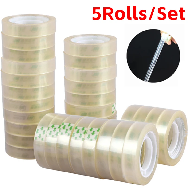 5-1Rolls Transparent Tapes 18/12/8mm Adhesive Tape Pack Tools Stationery Office School Supplies Students Adhesive Tape Packing