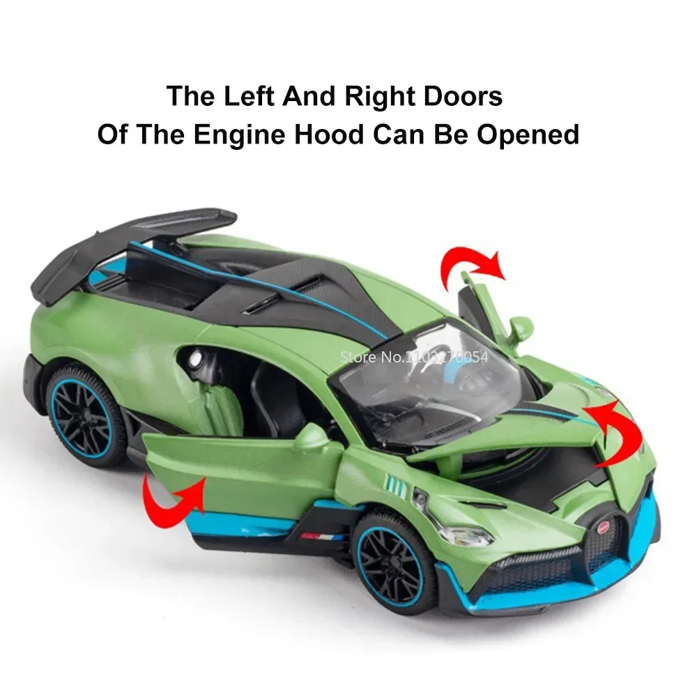 1:32 in lega pressofuso Divo modello di auto sportiva giocattolo con luce sonora a strappo 3 porte Opend simulazione collezione di veicoli regali per ragazzi