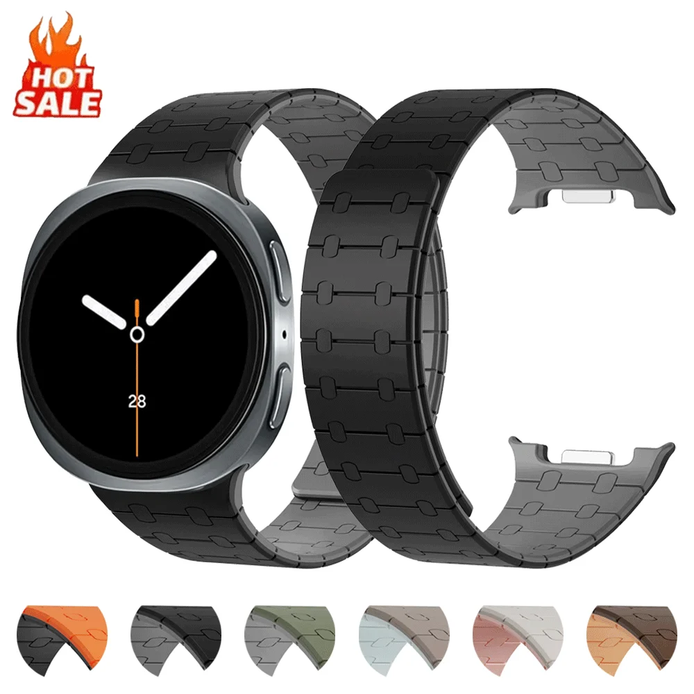 Magnetic Loop Band for Samsung Galaxy Watch 8 9 40mm 44mm Silicone Sport Strap for Watch 8 Classic No Gaps Curved End Bracelet