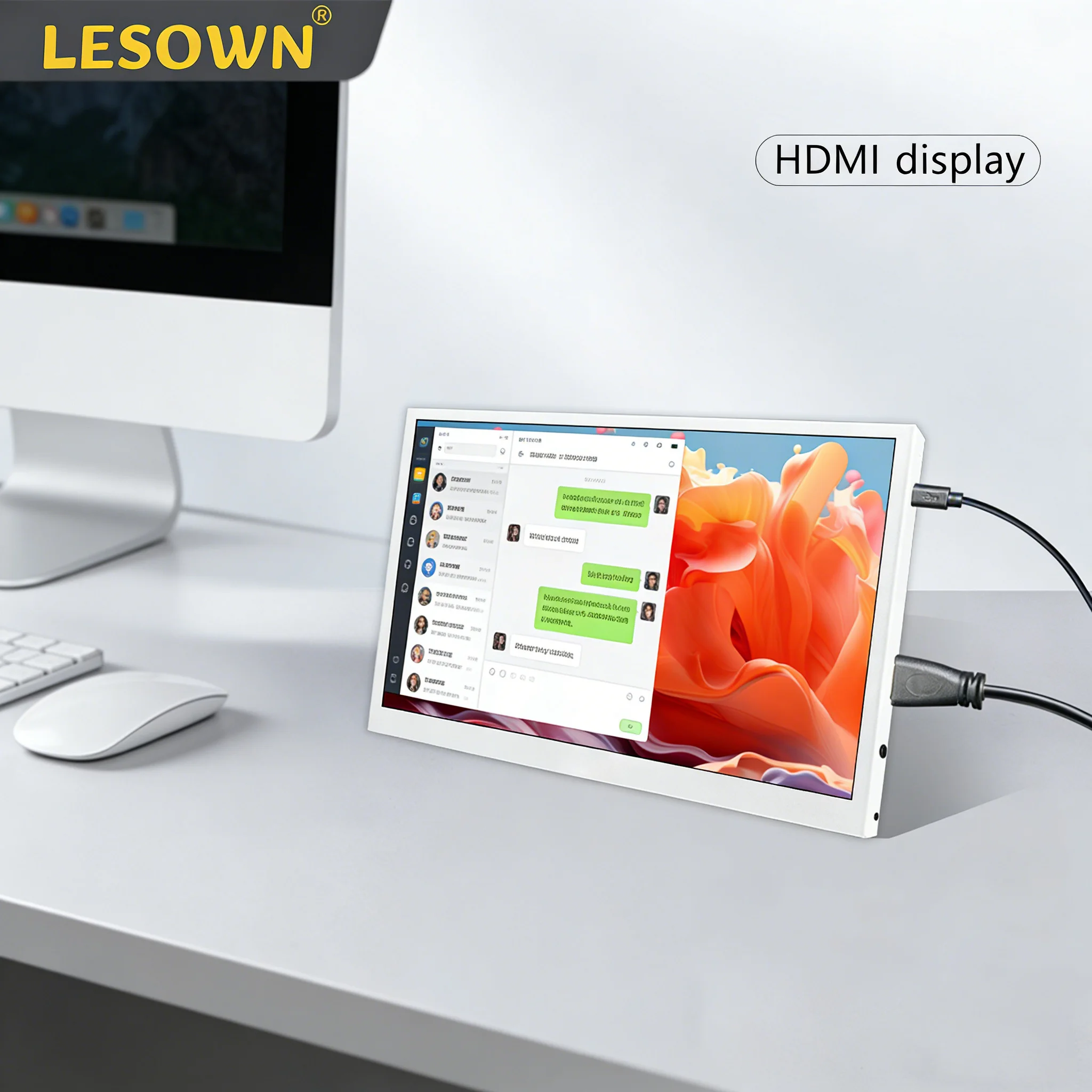 

LESOWN Portable Mini Monitor 7'' 1024x600 Small Display Secondary Screen Extended Monitor for Chatting dialogue window displayed