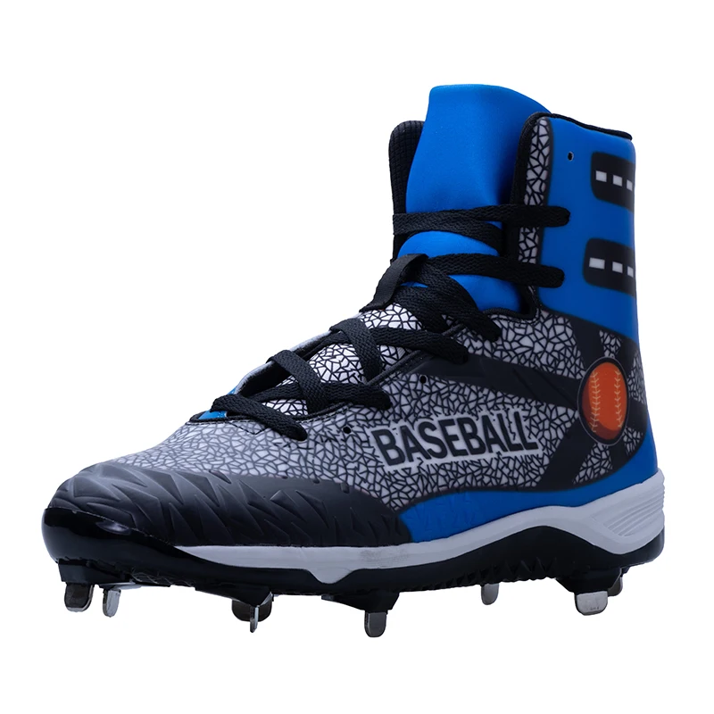 Professional Men Baseball Shoes Anti-Slip Spiked Baseball Sneakers High Top Softball Training Shoes Comfortable Outdoor Sneakers