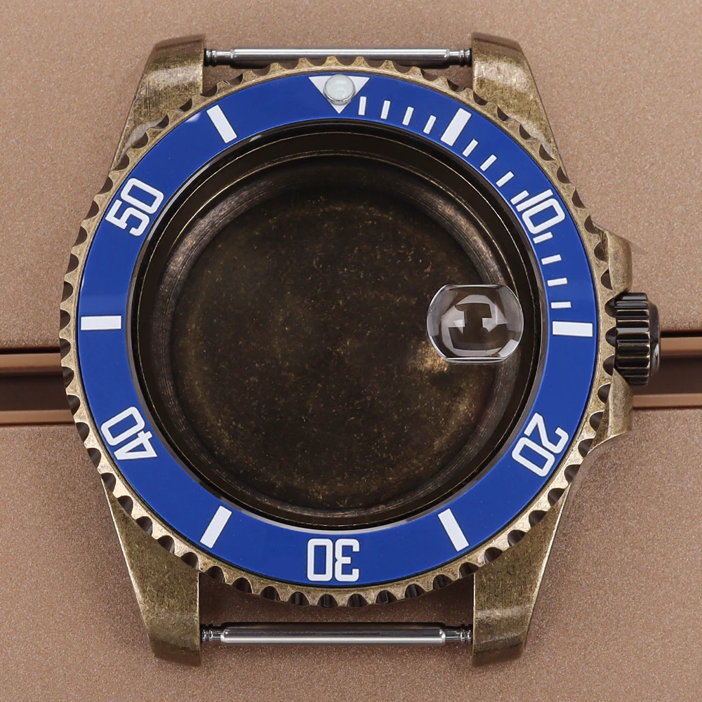 

Bronze NH35 40mm Men's Vintage Watch Case Ceramic Bezel Sapphire For SUB NH35 NH36 NH38/34 Movements 200m Waterproof Watch Parts
