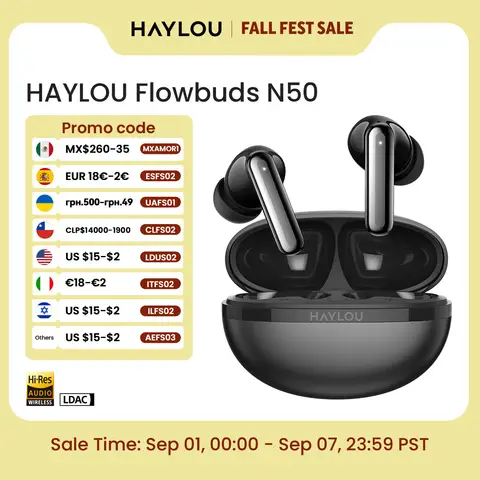 HAYLOU Flowbuds N50 ANC Bluetooth 6.0 Kablosuz Kulaklık Aktif Gürültü Engelleme 6 Mikrofon AI Claer Çağrı Kulaklıkları 32 Saat Çalma Süresi