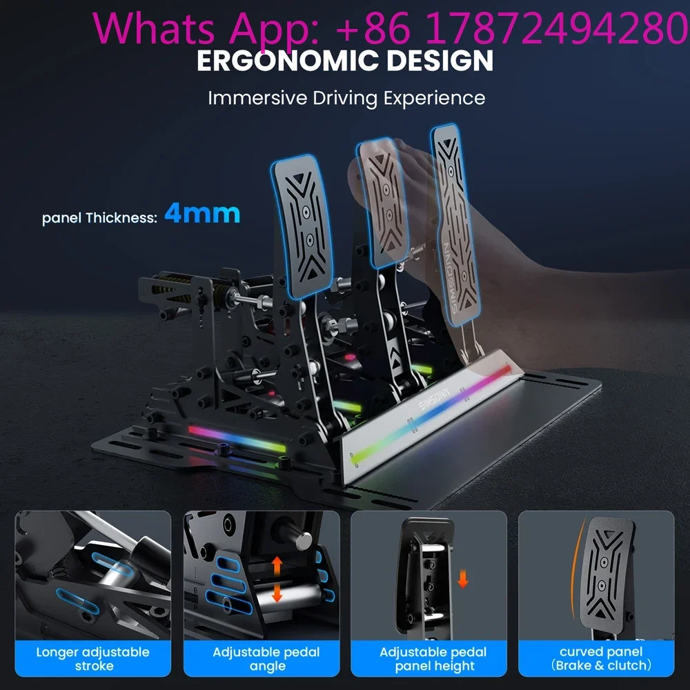 Black-PRO X P3-H3-Plate Racing Simulator Pedals with LED Ambient Light