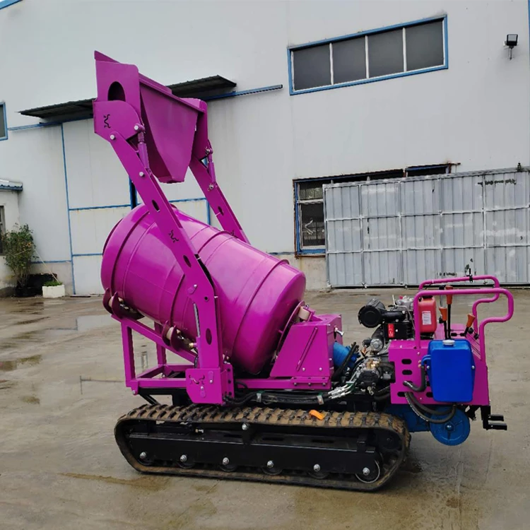 Mini Crawler Type Cement Concrete Mixer Mortar Mixing Machine Tracked Dumper Cement Mixer Diesel Engine Crawler Concrete Mixer