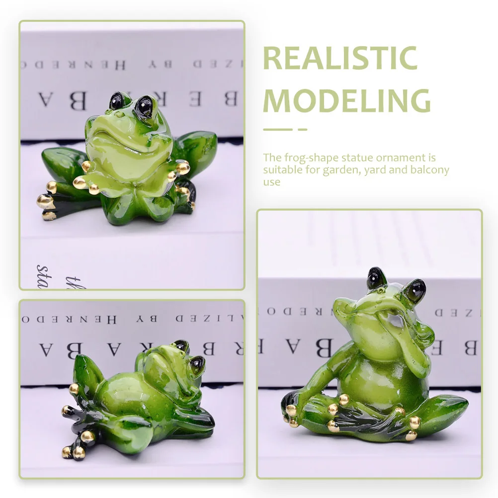 

4 шт., скульптура лягушки из смолы, садовый орнамент в форме лягушки, компактная статуя животного, прочная для балкона, двора, украшения сада