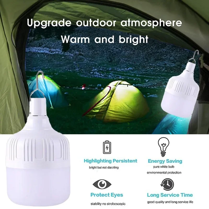 Luces LED de emergencia recargables por USB, luz para acampar al aire libre, lámpara colgante portátil para tienda, equipo de bombilla de iluminación de emergencia