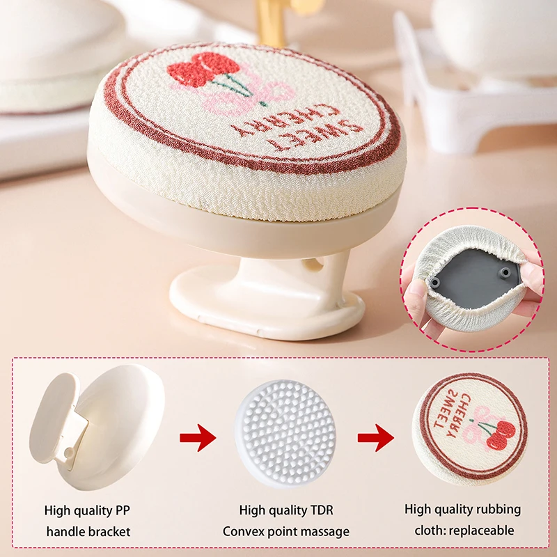 シャワー用ハンドル付き背中洗い布、柔らかい毛のボディ角質除去バスブラシ、肌の健康シャワーバックスクラバー、バス用品