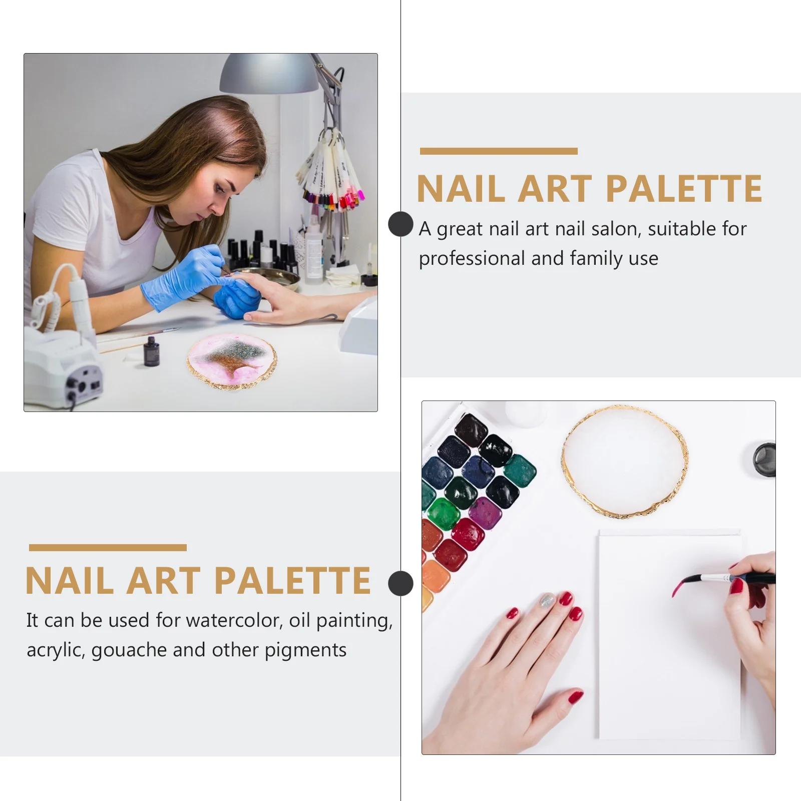 

2Pcs Nail Art Resin Palettes Smooth Texture Small Portable Color Mixing Plates for Gel Polish Lipstick Foundation