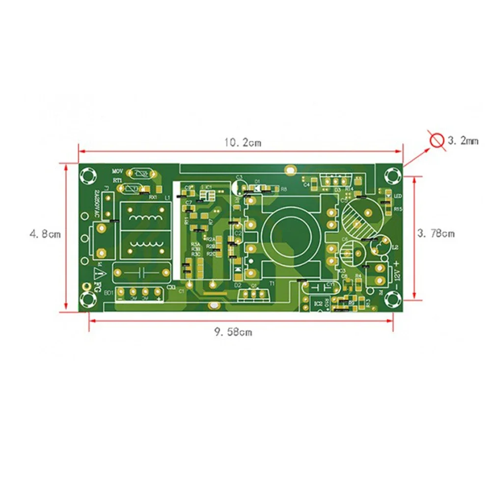 12V 5A Switching Power Supply Module 60W Bare Board AC110-220V to DC12V 5A Power Board Short Circuit Protection