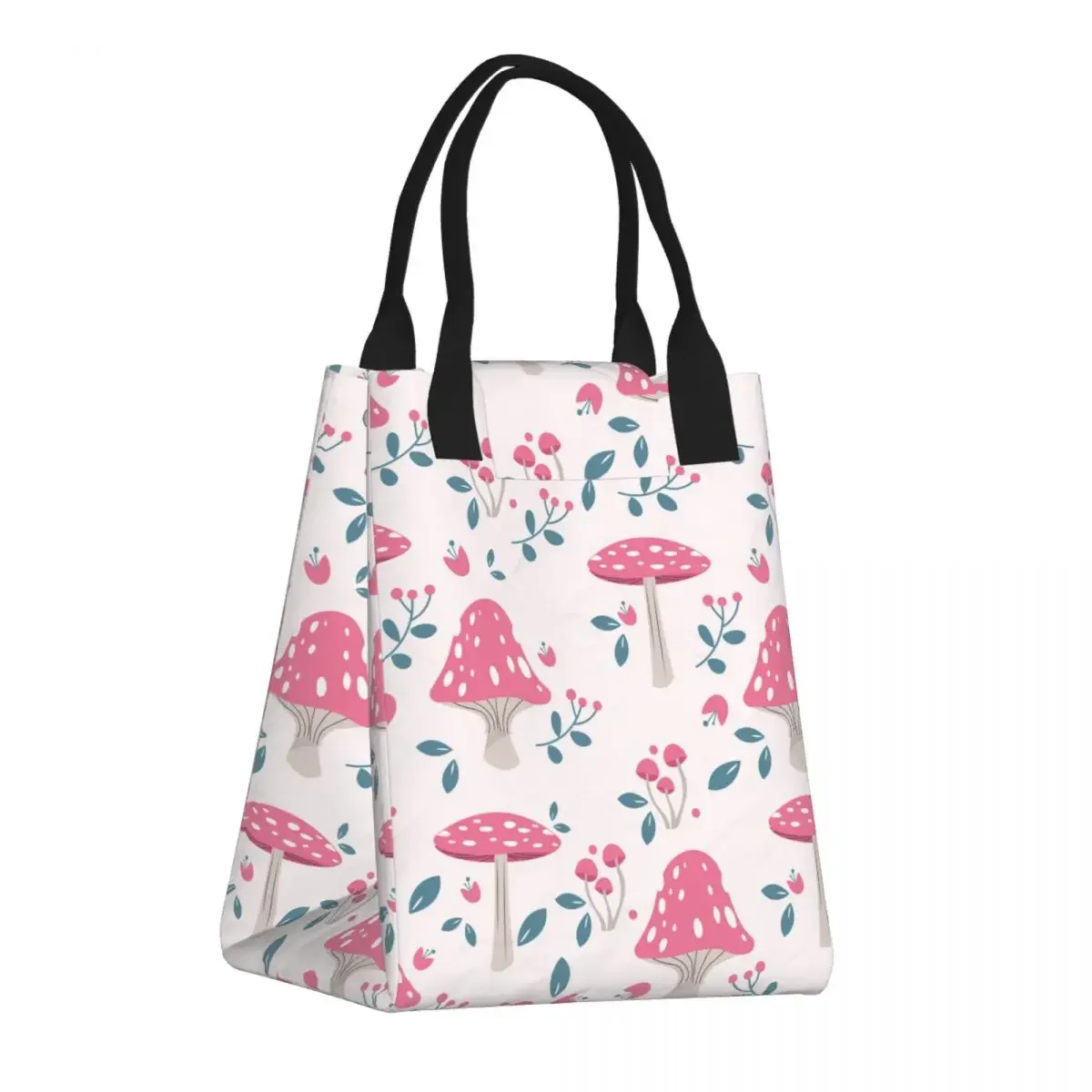 

Paper Lunch Bag Waterproof Insulation Bag Pink Mushroom Pattern Handbag for Office Worker Student