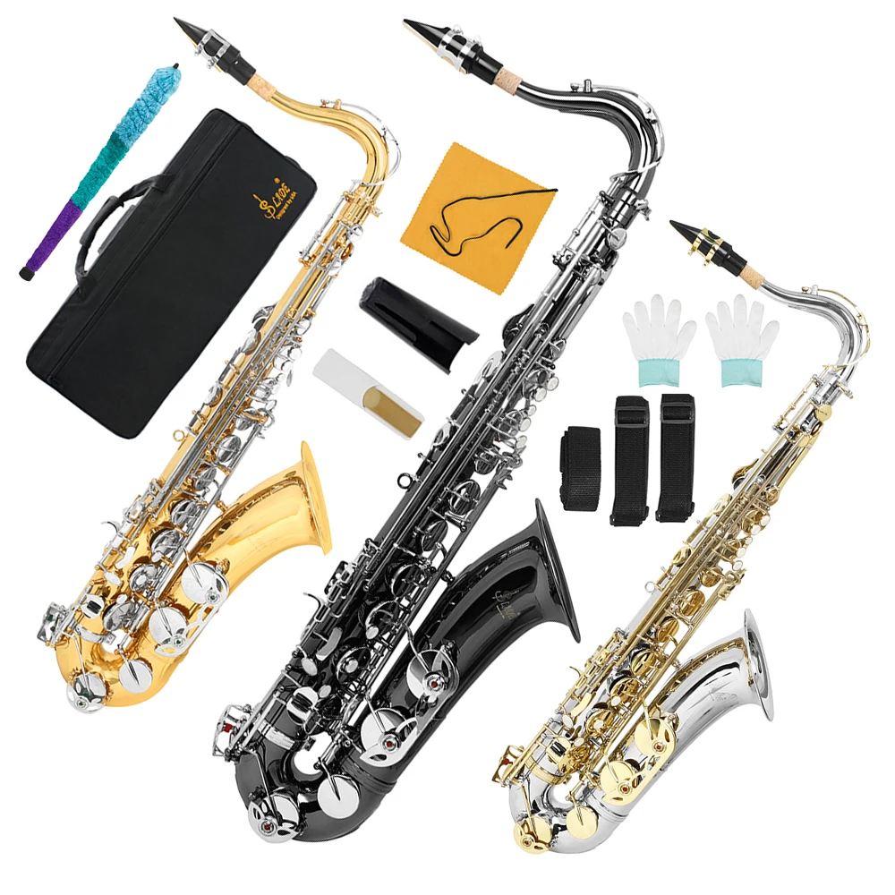 

SLADE Tenor Saxophone Bb Brass Body Sax Professional Woodwind Instrument with Saxfone Case Cleaning Set Reed Accessories