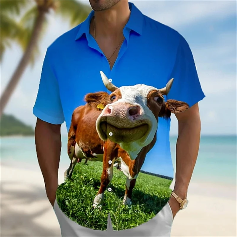 

Funny Men Shirts 3D Printed Crocodiles Cows And Sheep Shirt For Men Women Aloha Shirts Summer Short Sleeve Tops Casual Blouse