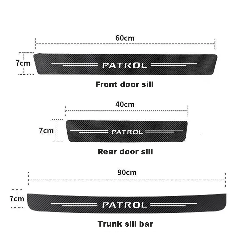 For Nissan Patrol Y62 2013-2021 Carbon Fiber Car Door Threshold Sill Protector Trunk Rear Stickers Car Accessories