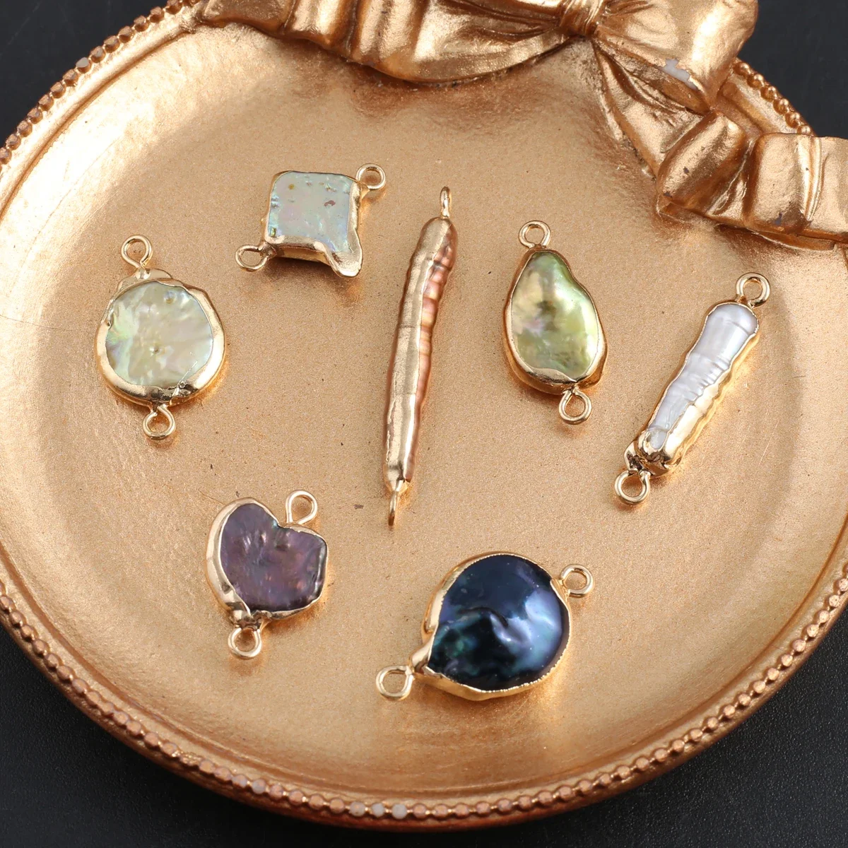 5 Pieces Natural Pearl Randomly High-quality Colorful Baroque Jewelry Connectors for Jewelry Making DIY Necklace Accessories