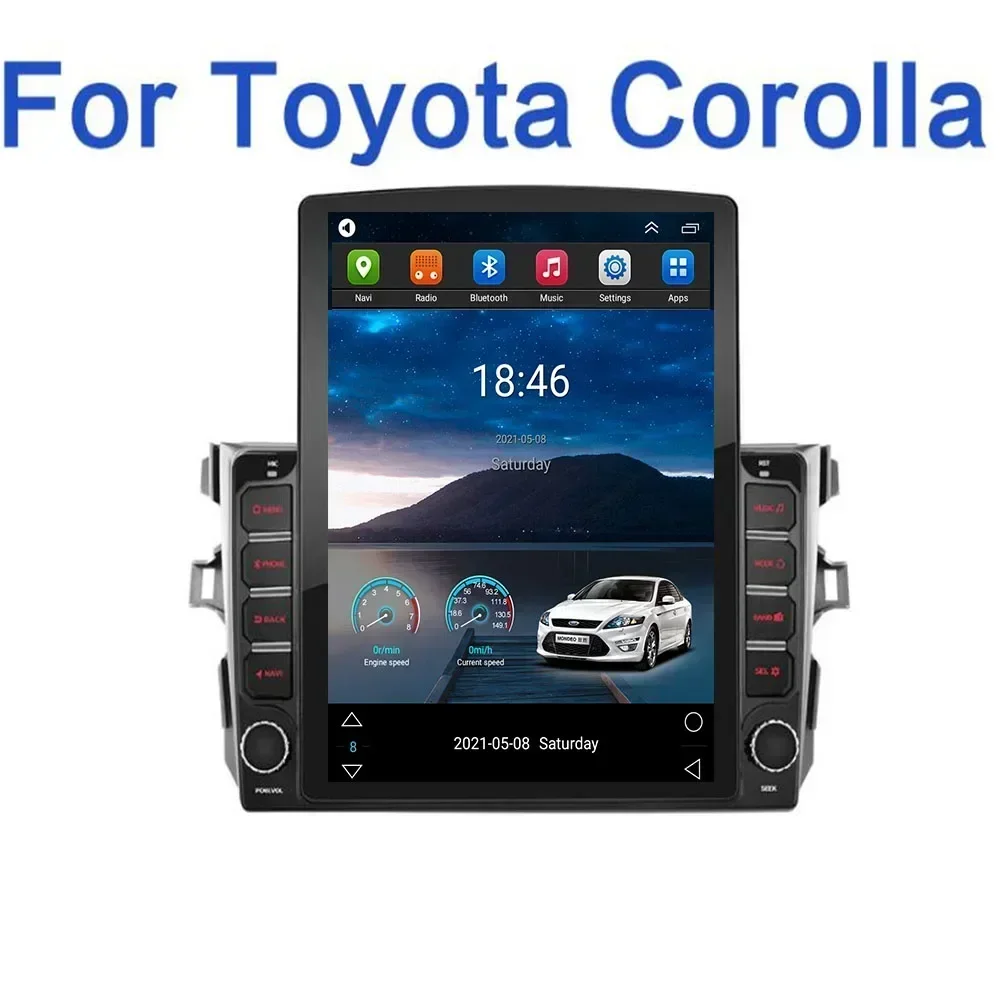 For Tesla Style 2Din Android13 Car Radio For Toyota Corolla E140150 2007-2012 Multimedia Video Player GPS Stereo Carplay DSP RDS