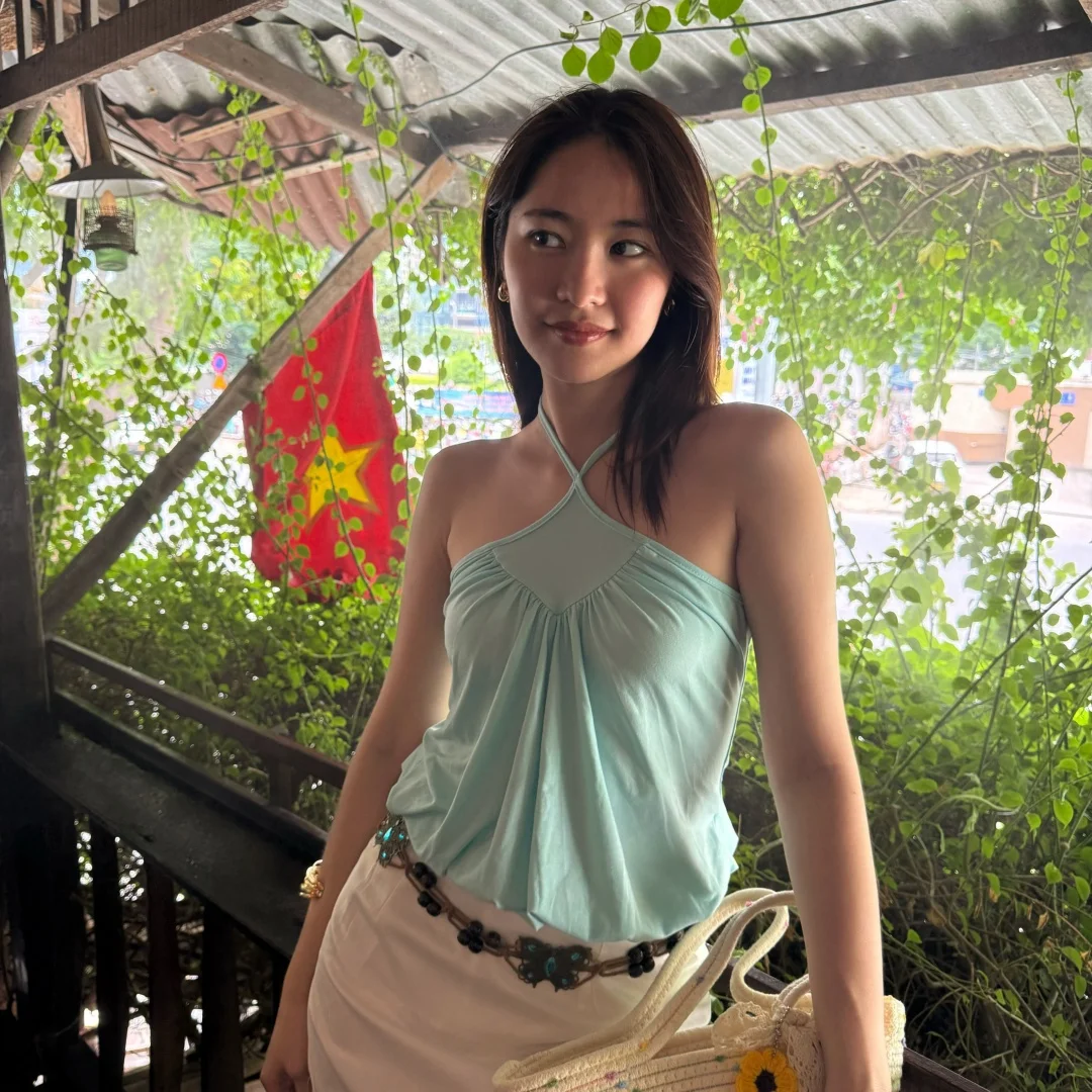 Y2K Mint‑Green Halter Neck Pleated Tank Top Women V‑Neck Gathered Bubble Hem Cropped Sleeveless Camisole
