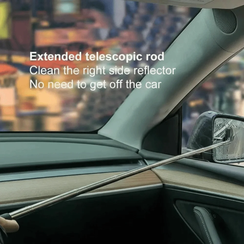Extendable Design Telescopic Rearview Mirror Squeegee Adjustable Portable Size Extendable Window Cleaning Brush Frost Removal