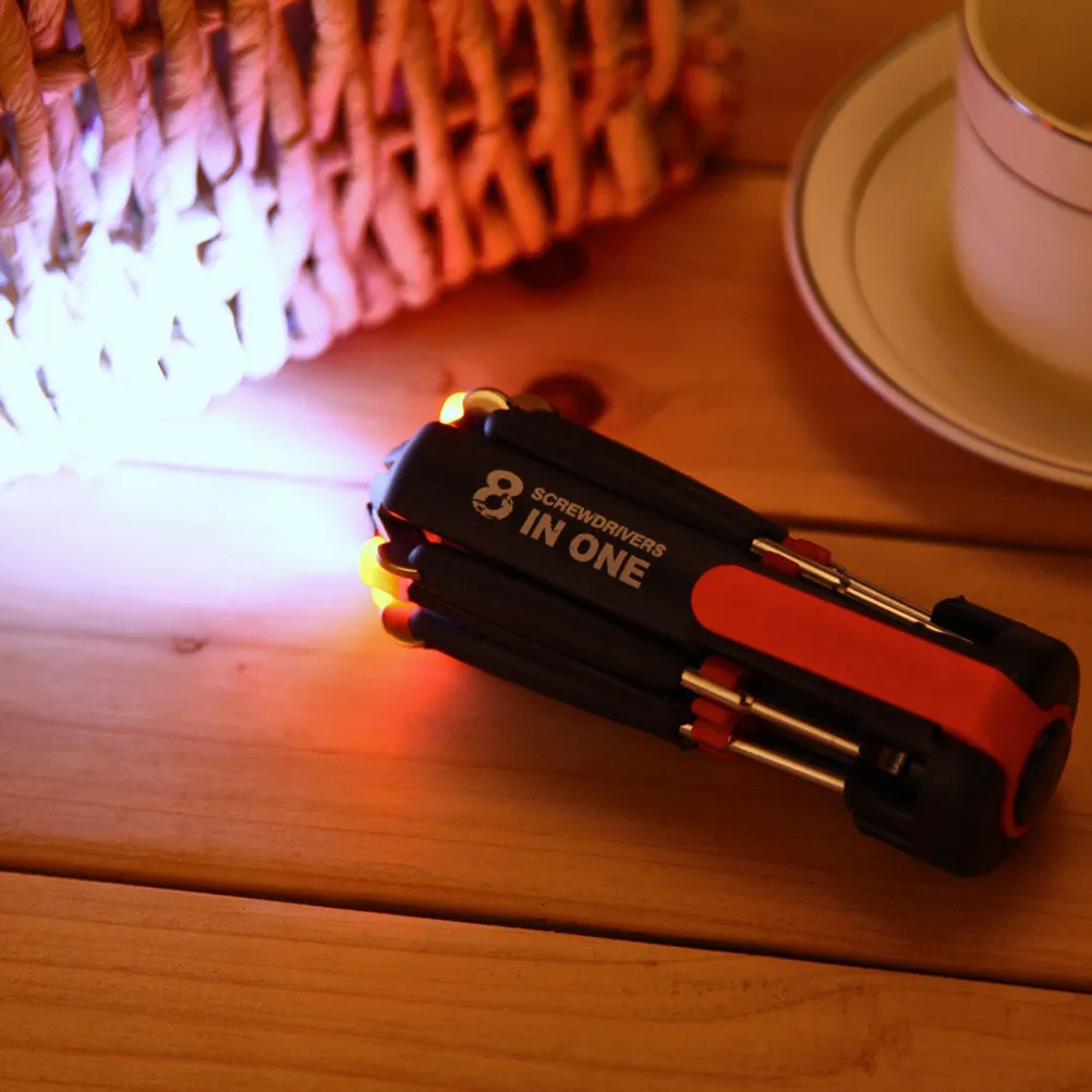 8-in-1 Steel Precision Screwdriver Set with LED Light, Portable Mini Tool for Electronics Repair