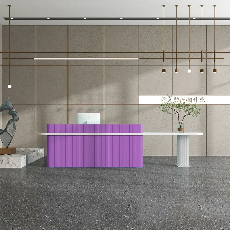 Aesthetic Center Decor Hairdressing Counter Bar Furnishings Table Atelier Professional Reception Pink Party Tables Cashier Bank