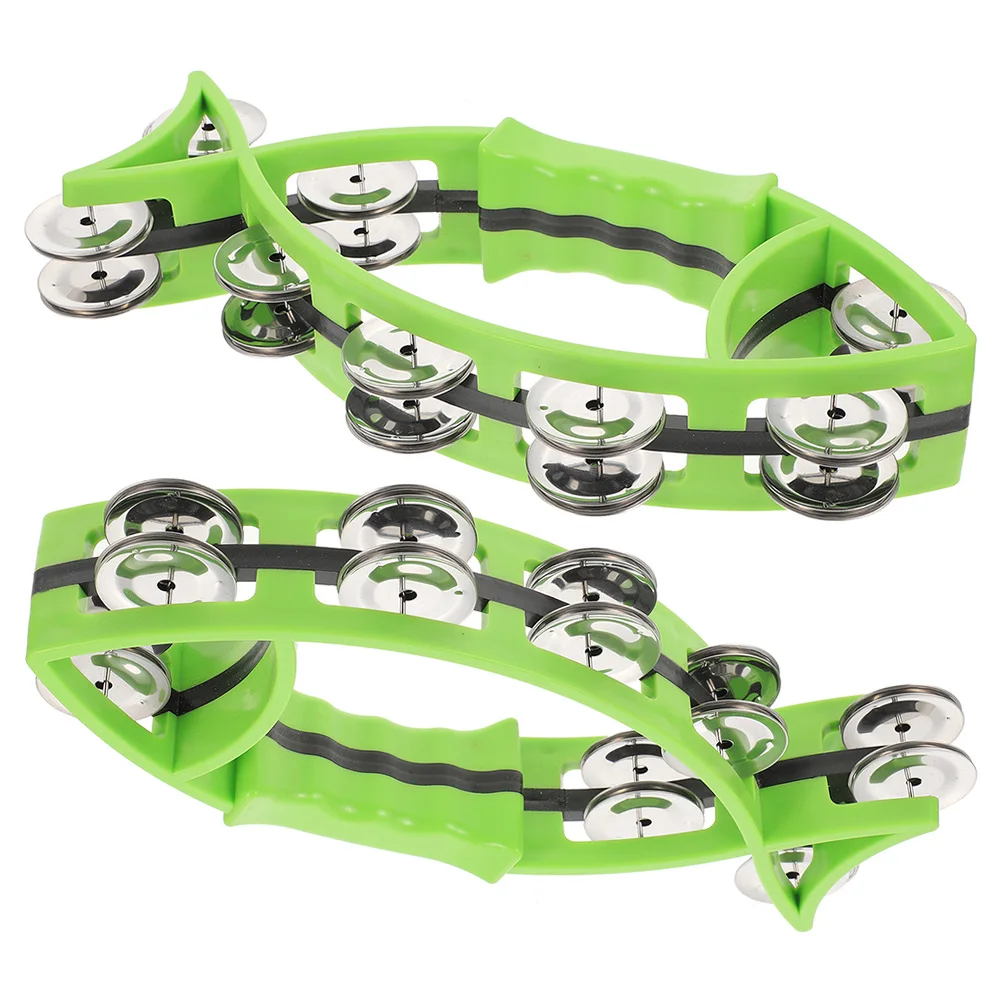 

2 Pcs Fish Shaped Hand Bell Kids Toys Shaking Press Green Plastic Baby Instruments