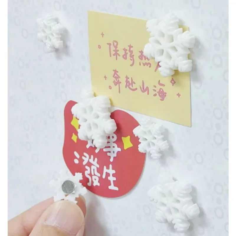 3D Snowflake Refrigerator Magnet 3pc Set for Home Decoration and Atmosphere Resin Fridge Magnets