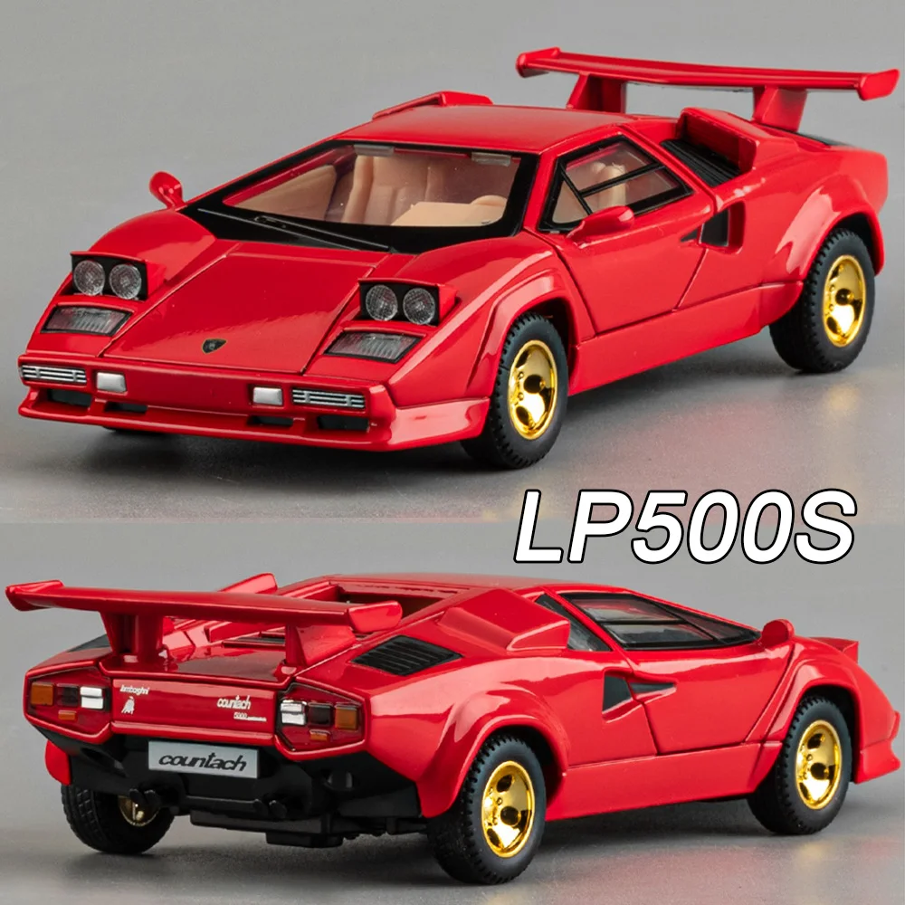 

1:32 Lambor Countach LP500S, игрушки, модели автомобилей, литые под давлением двери из сплава, открытый миниатюрный автомобиль со световым звуком, автомобиль для развития мальчиков