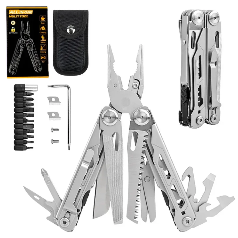 Stainless Steel Multi-functional Folding Pliers with Screwdriver Scissors - Outdoor Survival Camping Hunting Hiking Gear