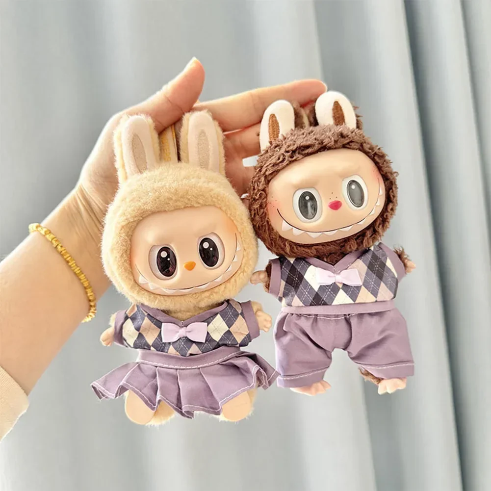 Mini Plush Doll'S Clothes Outfit Accessories For Korea Kpop Exo 15-17cm V1V2 Labubu Idol British couple JK suit Clothing Gift