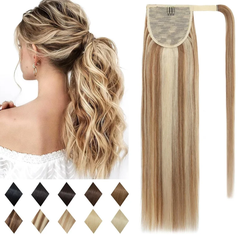 

«Фантомная палка» с запахом «Конский хвост» | 14-дюймовое невидимое удлинение | Дизайн волшебной ленты | Шелковистые прямые человеческие волосы