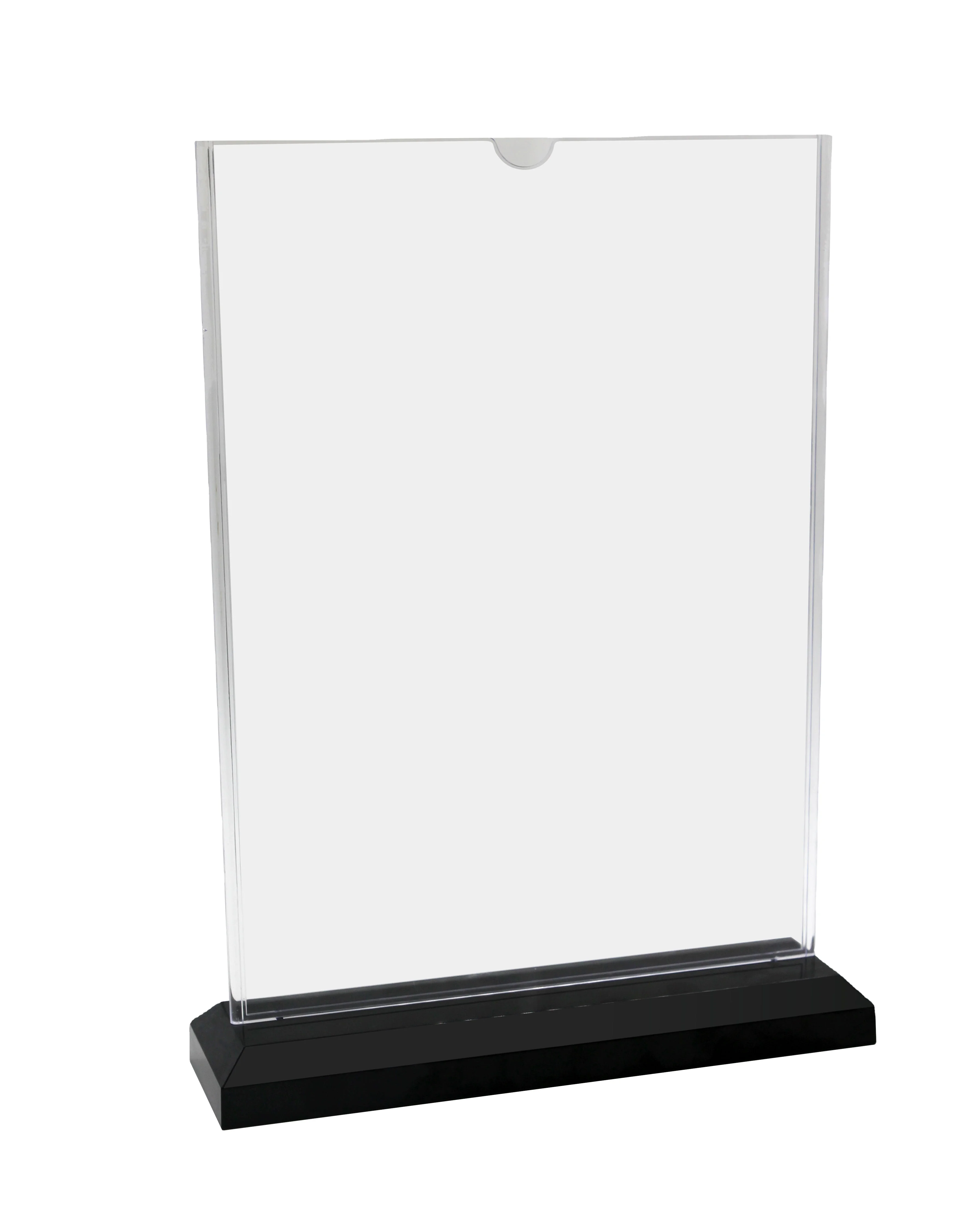Poster display stand, desktop T-shaped acrylic menu stand, custom-made with samples.