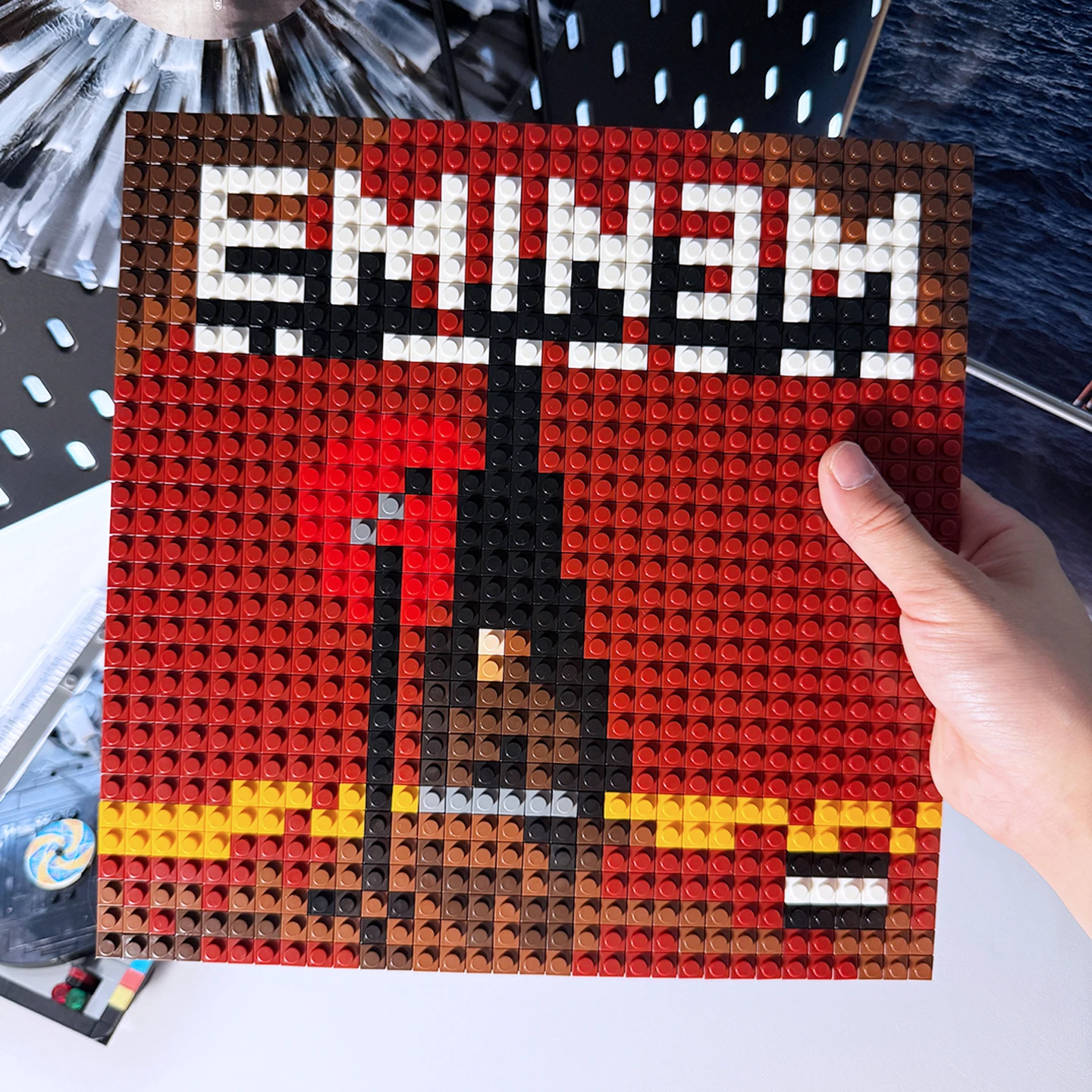 Rapper E-Eminem Rap Hip Hop Album Cover Building Blocks Brick Painting DIY Poster Vintage Room Bar Cafe Decor Home Decor