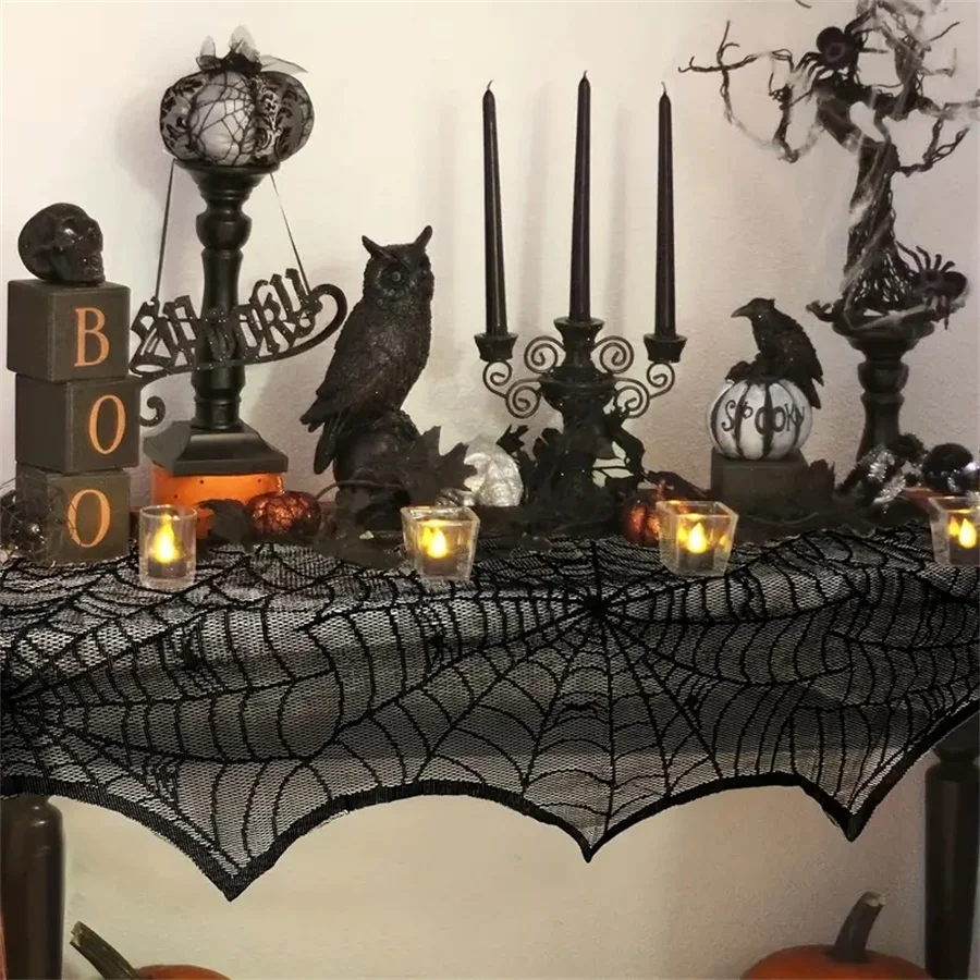 Bild 6: 1 Halloween-Dekoration Innen kamin Schal schwarze Spitze Spinnennetz Abdeckung verwendet formante Dekoration Urlaub Party liefert