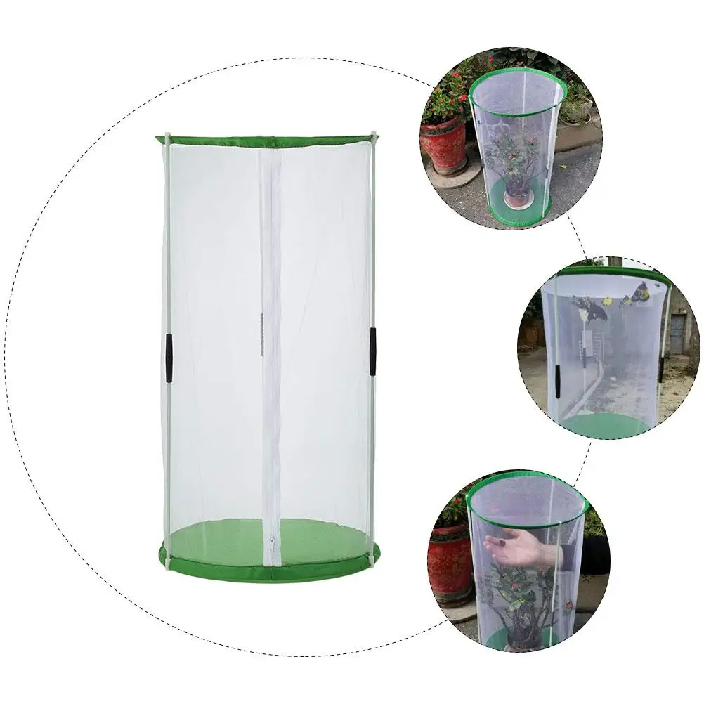 Vlinderkooi Ronde Cilinder Insectenobservatiekooi 30x60 Transparant Ademend Polyester Mesh Kweekcontainer