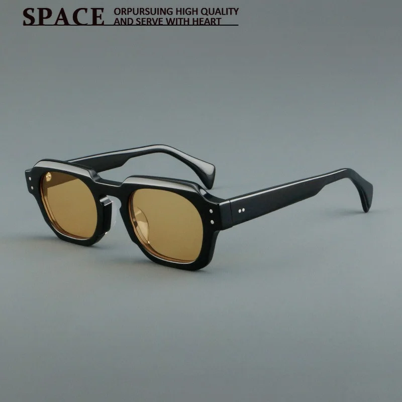 Premium Handcrafted Square Acetate Sunglasses Unisex Retro Business Casual Shades Custom Logo Available for Men Women
