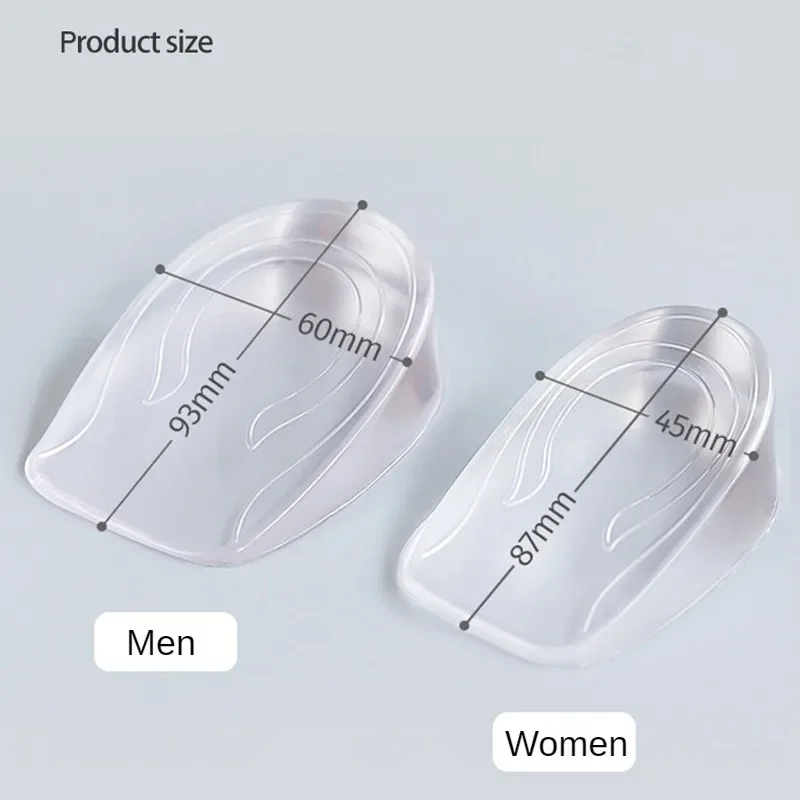 2PCS ซิลิโคนที่มองไม่เห็นความสูงเพิ่ม Insoles เจล Heel Lifting Inserts โปร่งใส Foot Care Protector ยืดหยุ่นใส่รองเท้า 3 ซม