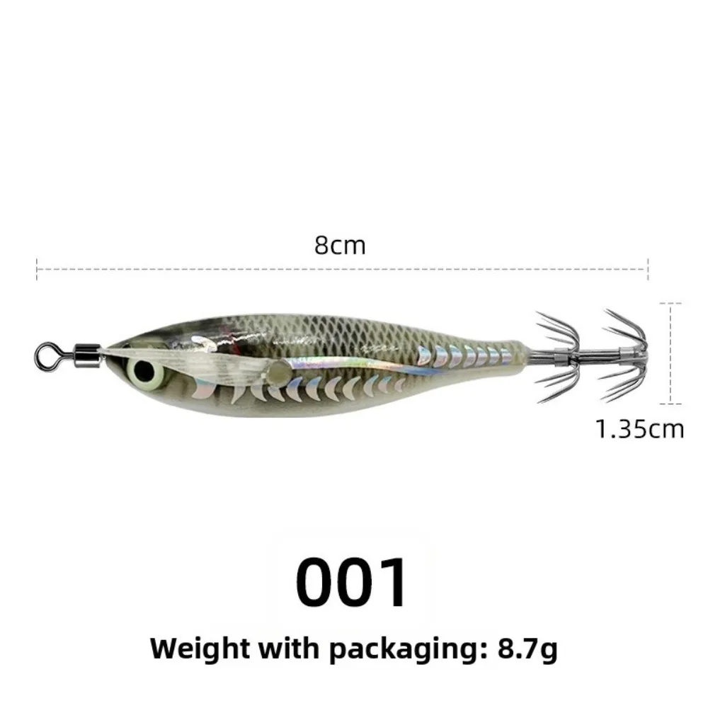 2pcs 5.5g Weight Squid Jig Built-in Rattles 80mm Length Fishing Lures 2pcs Pack Luminous UV Cuttlefish Fishing Bait